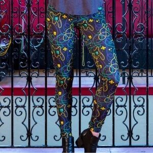 Mardi Gras tipsy elves leggings